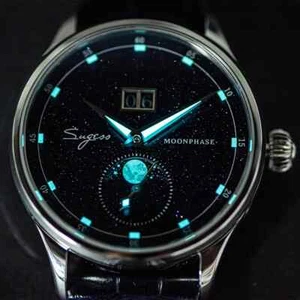 Reloj de Lujo Sugess 2022 Hombre Fase Lunar Azul Goldstone Cielo Estrellado Edición Limitada - Imagen 1 de 7