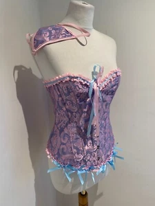 Brocade Corset UK 8 10 Small NEW larping role play ruffles frilly coquette - Picture 1 of 7