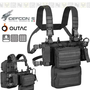 Chest Rig Vest DEFCON 5 OUTAC Mini Rig Gilet Militare Softair Tasche NERO BLACK - Imagen 1 de 1