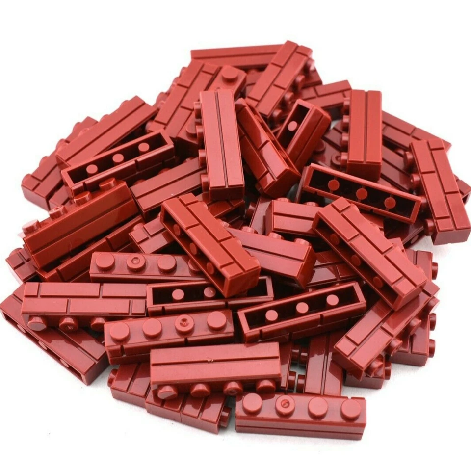 Peças compatíveis TCM BRICKS vermelho escuro 1X4 perfil de alvenaria tijolo parede X50  - Imagem 1 de 1
