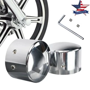 Cubiertas de tuerca de tapa de eje delantero cromadas aptas para Harley Dyna Softail Electra Road Glide - Imagen 1 de 11