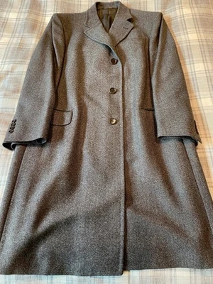 Canali 100% Wool Herringbone Brown Overcoat Mens' EU 56R - Image 1 of 4