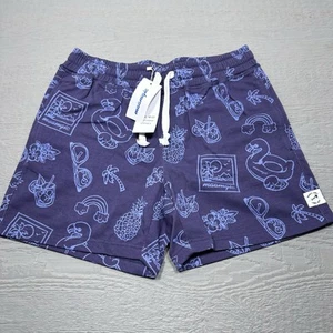NEW Maamgic Shorts Mens Medium Blue Lounge Wear Drawstring Tropical Beach - Picture 1 of 14