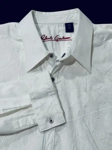 Robert Graham Men Shirt 3XLT White MOSAIC Embroidered Paisley Patchwork Flip - Picture 1 of 12