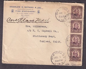 1924 4 x 12c Luftpostbrief Charles E Weyand Co NY nach H C Capwell Co Oakland CA - Bild 1 von 2