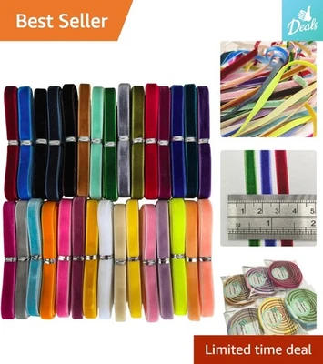 Versatile 30 Yards Velvet Ribbon Set - 1/4" in 30 Colors for All Occasions - Image 1 of 4