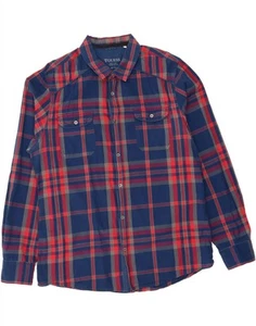 GUESS Mens Slim Fit Shirt XL Navy Blue Check Cotton AO10 - Picture 1 of 3