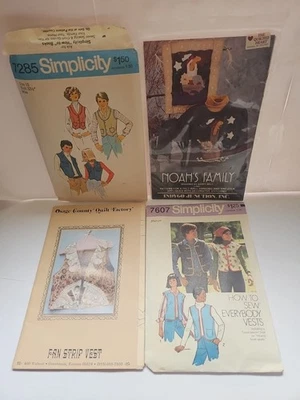 Lot Of 4 Sewing Pattern Vest Vests And Appliques Assorted Styles Retro Vintage - Image 1 of 4