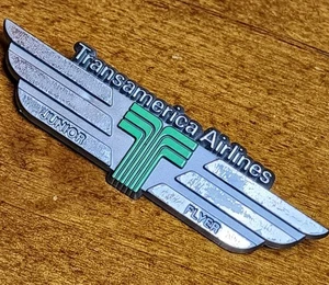 Trans America Airlines Vintage Pin Junior Flyer Pilot Wings Transamerica Stoffel - Picture 1 of 7