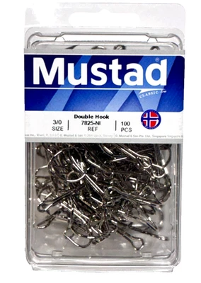 Mustad 7825-NI Gancho Doble Tamaño 3/0 Níquel Paquete de 100 unidades Foto 1 de 4