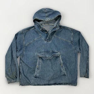 Vintage Gap Denim Anorak Pullover Hoodie Jacke Herren L Kängurutasche 90er RAR - Bild 1 von 11