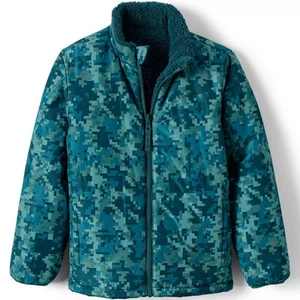 Lands' End Kids Reversible Fleece Puffer Jacket - X-Large - Teal Digital - Picture 1 of 5