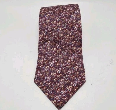 Corbata para hombre Hermes 100 % seda rojo azul amarillo blanco patrón geométrico  Foto 1 de 4