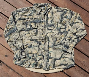 Vintage Backland Camo Langarm Hemd mit Knopfleiste Größe Large Jagd USA - Bild 1 von 7