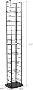Media Folding Rack Tower 8 Adjustable Shelves Holds 153 CDs 72 DVDs Black Steel - Picture 1 of 6