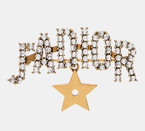 Dior J'ADIOR Brooch Antique Gold-Finish Metal and White Crystals - Picture 1 of 4