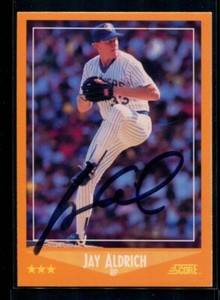 JAY ALDRICH Signed 1988 Score Baseball Authentic AUTO AUTOGRAPH #578