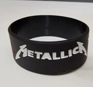Metallica Logo band Rubber Bracelet Black Heavy Metal Rock Bands Music - Picture 1 of 3