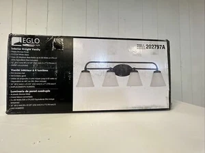 EGLO-32” in. 60W 4-Light Matte Bronze Finish Eglo 202797A White Glass - Picture 1 of 3