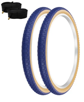 PAIR OF 24" x 1.75" PRO+ BMX BIKE BLUE GUM WALL Comp3 bicycle TIRE W/Tubes 65PSI - Image 1 of 4