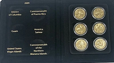 6 Coin Set - 2009 24Kt Gold Plate Quarters District of Columbia & Us Territories - Image 1 of 4
