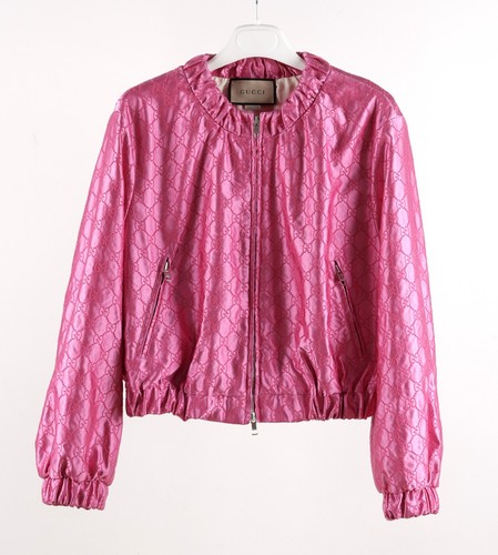 Giacca corta donna Gucci seta rosa monogramma taglia IT42