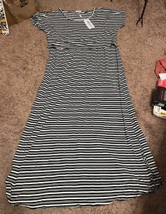 NWT $38 SIZE XL DDLUYY MAXI  Maternity Nursing Dress BLACK & WHITE - Picture 1 of 4