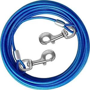 Pet Dog Puppy Tie Out Cable for Large Dogs up to 60 Lbs 20-ft outdoor blue - Picture 1 of 4
