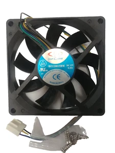 Motor superior 2x cojinete de bolas 80 mm x 15 mm 4 pines ventilador 12 V con tornillos DF128015BM-PWMG - Imagen 1 de 2