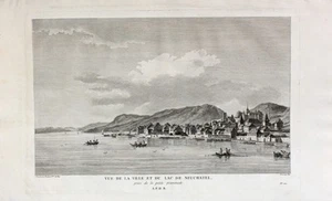 Neuchatel Neuenburg Schweiz Kanton Neuenburgersee Hafen Fischer Kupferstich 1780 - Bild 1 von 1