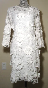 CKLASS Fashion-line Wonderful White Floral Lace Dress Lined Size-L/G - Picture 1 of 12