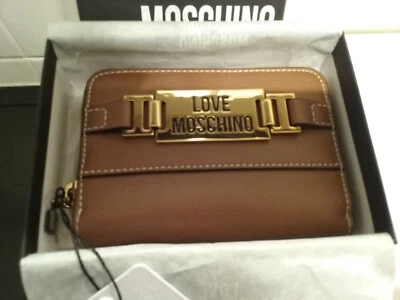 LOVE MOSCHINO tan wallet, white stitching, zip, gift giving standard, BNWT - image 1 of 4