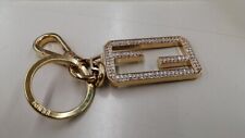 FENDI Key Ring CH56 FF Logo Gold Silver Stone with Box Instructions Used From JP