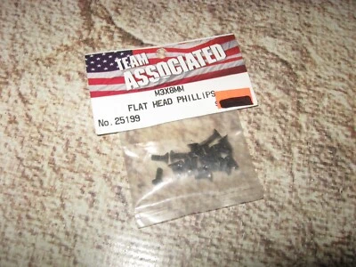 RC Associated M3 x 8 mm FHPS Screws Steel Black (20) 25199 - Image 1 of 2