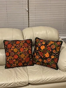 Handmade floral square Cushion Cover Cotton Bedding Sofa Pillows Decorative set - Picture 1 of 5