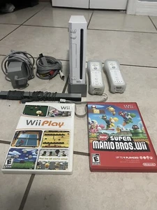 Nintendo Wii White Console RVL-001 Bundle W/ Controller, Sensor, Cords TESTED - Picture 1 of 1