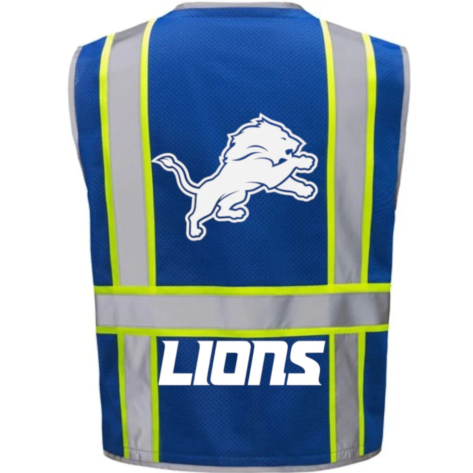 🏈🦺DETROIT LIONS REFLECTIVE SAFETY PPE VEST W/REFLECTIVE LOGO M/L/XL/2X/3X/4XL - Image 1 of 4