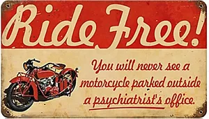 Ride Free Motorcycle rusted look steel sign 360mm x 200mm REDUCED!! - Bild 1 von 1