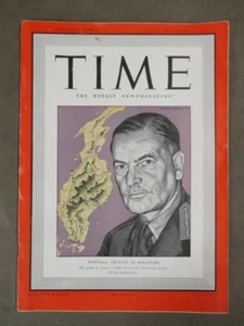 Vintage Time Magazine January 12 1941  Pownall Trustee of Singapore cover  - Picture 1 of 4