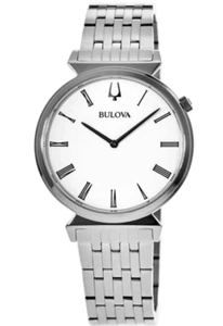 BULOVA 96A232 REGATTA WHITE DIAL SILVER STAINLESS STEEL MENS WATCH - Picture 1 of 4