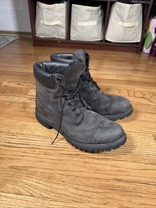 Timberland 6" Premium 10073 Black Nubuck Leather Combat Work Boots Sz 11.5 - Picture 1 of 10