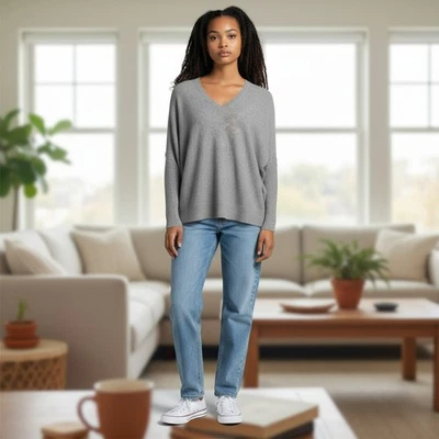 rxb Womens Small Gray Long Snap Sleeve V Neck Pullover Sweater Size S - Image 1 of 4