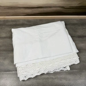 GreenRow Crochet Lace Linen Curtain Drape Unlined 48”x84” White NWOT - Picture 1 of 5