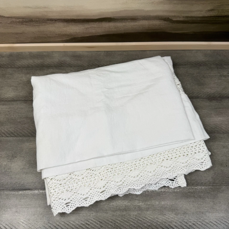 Cortina de lino de encaje de ganchillo GreenRow sin forro 48”x84” blanca nueva sin etiquetas Foto 1 de 4