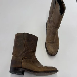 Justin Boots Mens Size 8.5D Brown Roper Western Cowboy Made USA Leather - Picture 1 of 11