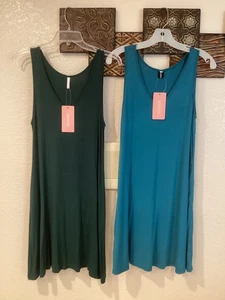 Vestido de sol BISHUIGE cuello en V verde oscuro o verde azulado con bolsillos 38”Cx37”L talla M VENDIDO POR SEPARADO - Imagen 1 de 9