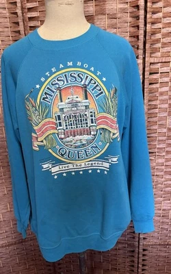 Sudadera de Colección 1989 Mississippi Queen Steamboat Pullover Cuello Redondo Grande Foto 1 de 4