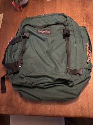 Vintage Jansport Large Green Convertible Hiking Travel Backpack 100% Nylon - Image 1 of 4