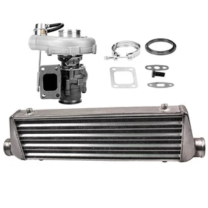 T04E Turbocharger Kit 4-Bolt 400+HP Stage III Wastegate+ 27x7x2.5 Intercooler - Picture 1 of 11