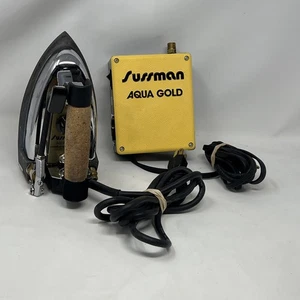 Sussman  Aqua  Gold  Hot Steam Iron Black Yellow USA Untested Missing Hoses - Picture 1 of 10